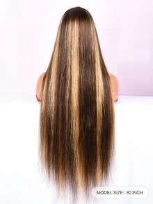 Transparent Lace Highlight Straight 4 X 4 Lace Closure Wig 150%/180% Density 30 Inch #27 Natural Color Pre-Plucked Natural Hairline Swiss Lace Closure Human Hair Top Quality Long Wig For Women Highlight Color - SP4/27 - View 4