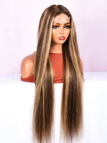 Transparent Lace Highlight Straight 4 X 4 Lace Closure Wig 150%/180% Density 30 Inch #27 Natural Color Pre-Plucked Natural Hairline Swiss Lace Closure Human Hair Top Quality Long Wig For Women Highlight Color - SP4/27 - View 5