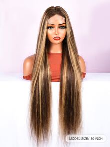 Transparent Lace Highlight Straight 4 X 4 Lace Closure Wig 150%/180% Density 30 Inch #27 Natural Color Pre-Plucked Natural Hairline Swiss Lace Closure Human Hair Top Quality Long Wig For Women Highlight Color - SP4/27 - View 6