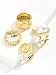 D1867-3 4入組人造珍珠裝飾戒指