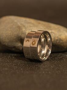 時尚流行2件套男士太陽和月亮細節戒指不銹鋼，適合珠寶禮物和時尚外觀