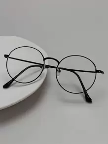男士圆框眼镜透明眼镜配件 - 黑色 - 查看 1