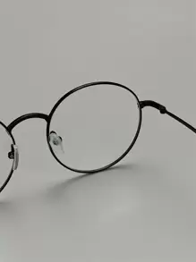 男士圆框眼镜透明眼镜配件 - 黑色 - 查看 4