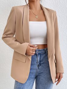 Chiquease Solid Shawl Collar Blazer Fall Cloth For Women - Apricot - View 6