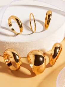 6 chiếc Vòng rắn tối giản - Vàng - Xem 3