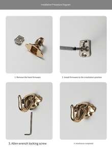 件鋅合金大像衣服掛鉤門後掛鉤衣帽間單掛鉤 - 金色 - 查看 3