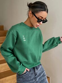 DAZY Quần áo thể thao nữ Lá thư Giải trí - màu xanh lá - Xem 1