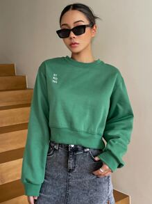 DAZY Quần áo thể thao nữ Lá thư Giải trí - màu xanh lá - Xem 4