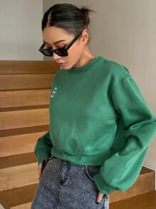 DAZY Quần áo thể thao nữ Lá thư Giải trí - màu xanh lá - Xem 5