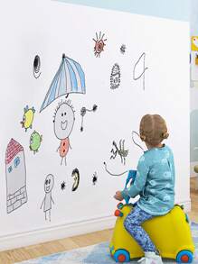 1卷DIY白板贴纸，学校用品，返校 - 白色 - 查看 1