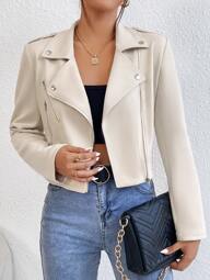 EMERY ROSE Cazadora de moto de cuello con solapa con cremallera sintética