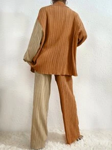 SHEIN Essnce 落肩袖襯衫和長褲 - 彩色 - 查看 3