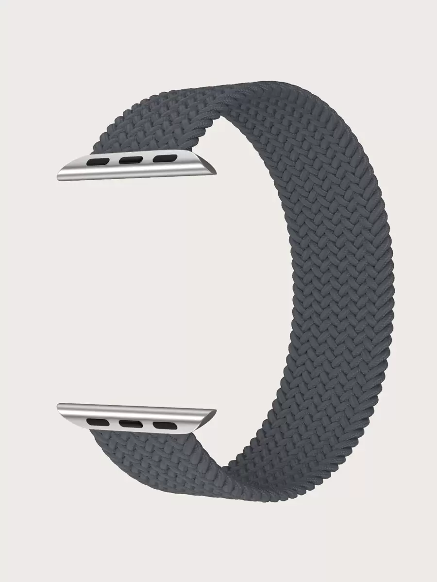 1pc Unisex Single Loop Color-Block Woven Nylon Watch Band, Soft Elastic Breathable Sports Strap Compatible With 38mm 40mm 41mm 42mm 44mm 45mm 49mm, Compatible With Apple Watch Ultra Series SE/9/8/7/6/5/4/3/2/1 - Dark Grey - View 1