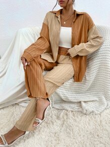 SHEIN Essnce 落肩袖襯衫和長褲 - 彩色 - 查看 6