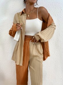 SHEIN Essnce 落肩袖襯衫和長褲 - 彩色 - 查看 1