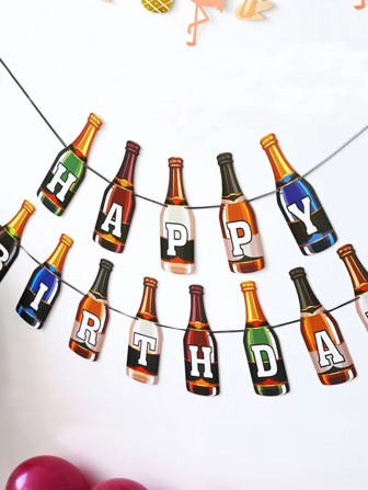 1pc Beer Design Birthday Party Pull Flag