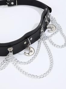 Moon & Chain Charm Belt - Black - View 3