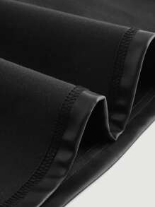 SHEIN MOD Solid Split Hem PU A Pendulum Black Skirt - Black - View 7