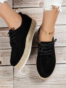 Giày bệt Nữ màu trơn Ren lên Kỳ nghỉ - màu đen - Xem 2