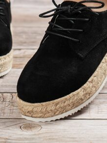 Giày bệt Nữ màu trơn Ren lên Kỳ nghỉ - màu đen - Xem 6