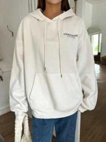 DAZY Star Print Drop Shoulder Hoodie Y2k,Long Sleeve Tops,Fall Women Clothes Sweatshirt - Beige - View 8