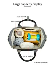 LEQUEEN 1 pieza Bolsa de pañales portátil - Negro - Ver 3