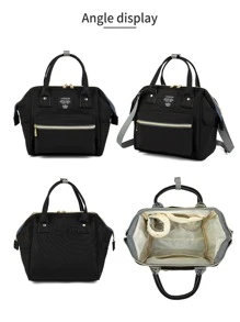 LEQUEEN 1 pieza Bolsa de pañales portátil - Negro - Ver 5