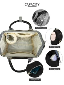 LEQUEEN 1 pieza Bolsa de pañales portátil - Negro - Ver 7