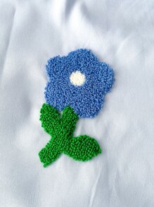 Floral Embroidery Duvet Cover Set Without Filler - Blue - View 2