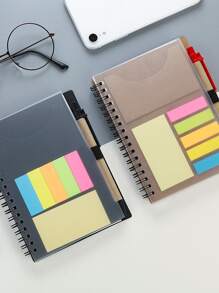 1pc Random Spiral Notebook With Ballpoint Pen - Multicolor - View 1