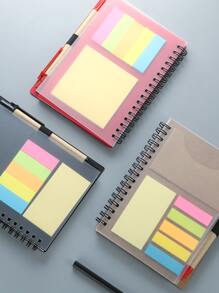 1pc Random Spiral Notebook With Ballpoint Pen - Multicolor - View 4