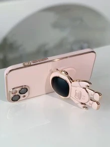 1 ốp lưng TPU mạ 6D và 1 giá đỡ mạ họa tiết phi hành gia chống rơi, tương thích với iPhone, , , , Oppo, 11, 13, 14 Pro Max. - Hồng - Xem 2