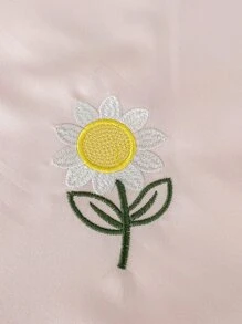 Floral Embroidery Duvet Cover Set Without Filler - Pink - View 2