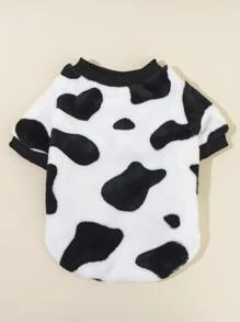 Cow Pattern Pet Plush Sweatshirt - Multicolor - View 4