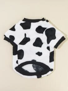Cow Pattern Pet Plush Sweatshirt - Multicolor - View 5