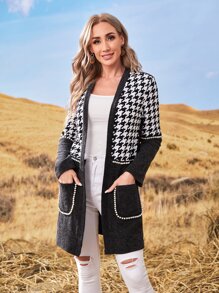 EMERY ROSE Abrigo de pata de gallo con doble bolsillo - Negro - Ver 5