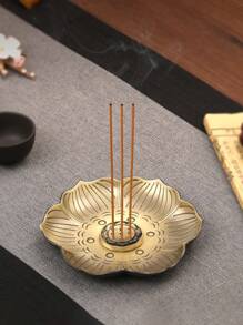 1pc Lotus Design Incense Stick Holder Rama Decoration - Gold - View 4