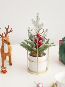 1pc Decorations Mini Trees, Snow Flocked Tree With Pine Cones Red Berries For Decor Party Home Table Craft Best Gifts Birthday Home Decor Christmas Decorations Room Decor Christmas Winter Christmas Decorations Home Christmas Gifts Christmas Decor