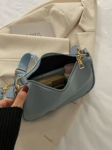 Minimalist Hobo Bag With Coin Purse , Women Bag With Dime Bag - Dusty Blue - View 5