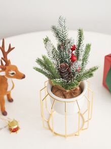 1pc Decorations Mini Trees, Snow Flocked Tree With Pine Cones Red Berries For Decor Party Home Table Craft Best Gifts Birthday Home Decor Christmas Decorations Room Decor Christmas Winter Christmas Decorations Home Christmas Gifts Christmas Decor