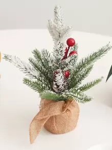 1pc Decorations Mini Trees, Snow Flocked Tree With Pine Cones Red Berries For Decor Party Home Table Craft Best Gifts Birthday Home Decor Christmas Decorations Room Decor Christmas Winter Christmas Decorations Home Christmas Gifts Christmas Decor