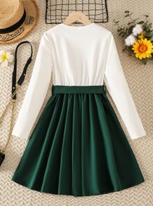 SHEIN Tween Girl Floral Print Ruffle Trim Belted Dress,Holiday,Summer,Travel - Multicolor - View 2