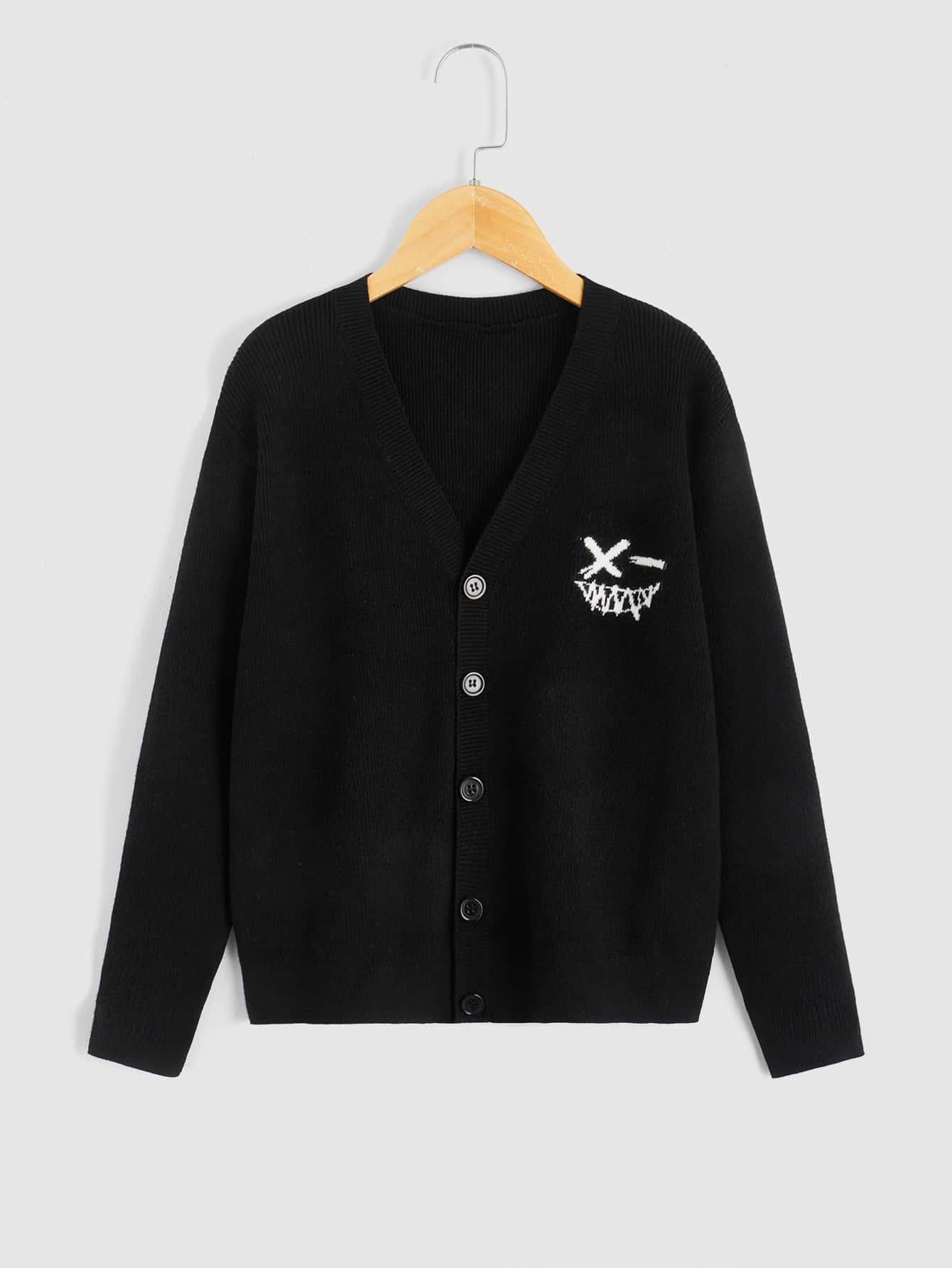 SHEIN Boys Cartoon Graphic Cardigan - Black - View 1