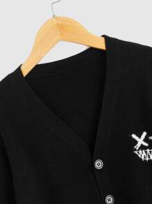 SHEIN Boys Cartoon Graphic Cardigan - Black - View 4