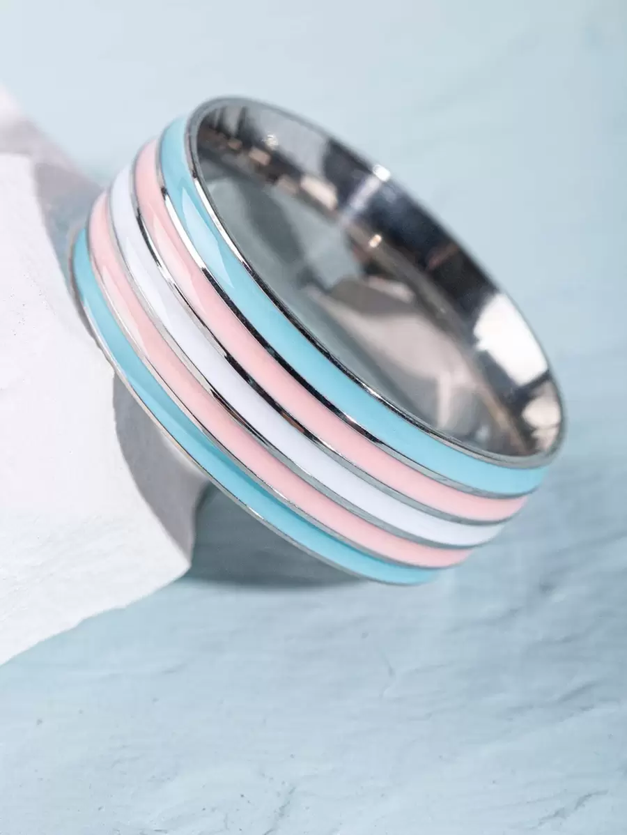 Nhẫn nam thời trang và phổ biến Màu khối thép không gỉ làm quà tặng trang sức và cho vẻ ngoài sành điệu - Nhiều màu - Xem 1