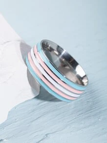 Nhẫn nam thời trang và phổ biến Màu khối thép không gỉ làm quà tặng trang sức và cho vẻ ngoài sành điệu - Nhiều màu - Xem 2