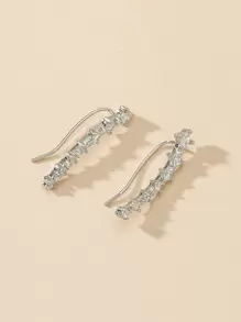 2pcs Rhinestone Decor Earrings
