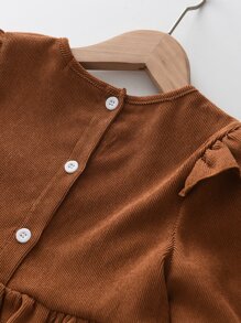 Đầm bé gái Nơ Bướm Xù màu trơn Dễ thương - màu nâu - Xem 6