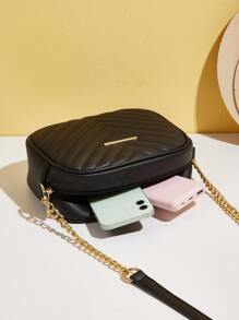 Tassel Decor Chevron Square Bag - Black - View 3