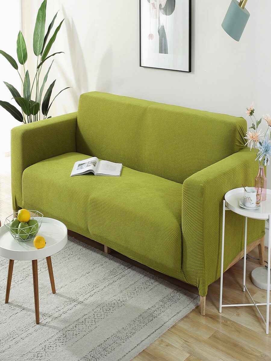 1 pieza Funda de sofá unicolor elástico - Verde Oliva - Ver 1